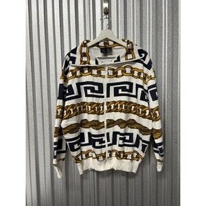 Spree Sport Vintage Collared Zip Sweater Versace Style Chain Link 1992 Mens Sz M
